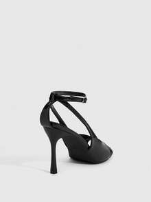 CUCCOO SZL Women's Fashion Pointed Toe Patent Leather Party Slip-On High Heel Sandals - Black - View 4