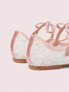 CUCCOO DOLLMOD Sepatu Flat Mary Jane Wanita Berwarna-warni dengan Bordir Bunga Jala, Modis, Pita Ganda, Lucu, Elegan, Sepatu Musim Semi - MultiWarna - View 10