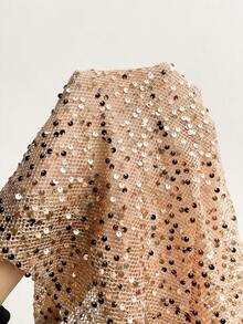 Auralis Plus Size Women Sequin Versatile Date Night Skirt - Apricot - View 7