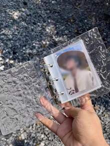 一款波浪形透明活页夹照片收纳袋，亚克力透明文件袋，耐用材质，活页夹封面，可用作笔记本、计划本、卡片夹、贴纸簿、相册、文具或礼物。 - 無色 - 查看 9