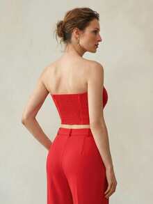 MOTF PREMIUM ÁO CROP TOP KHÔNG DÂY THANH LỊCH - Đỏ - Xem 2