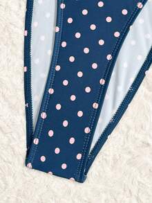 Bonvoyette 夏季新款海滩度假派对下午茶波点印花微三角侧系带褶皱三件套女士泳装套装 - 彩色 - 查看 6