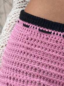 SHEIN Elenzya Women's Elegant Drawstring Knit Pants, Spring/Summer - Pink - View 4