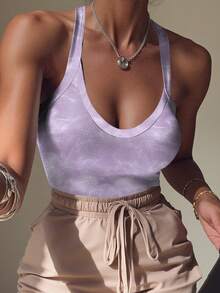 Rovax Women's Tie-Dye Print Fashionable Sexy Bodysuit - Multicolor - View 4