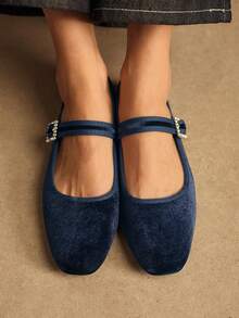 Rosivie 女士搭扣设计休闲平底乐福鞋 - 藏蓝色 - 查看 7