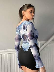 Firerie Women's Asymmetrical Hem T-Shirt,For Commuting, Elegant, Sexy, Vacation, Beach, Hawaii, Romance, Dating, Party, Wedding,Concert, Performance Costume, Wedding Season, Back To School Season, Valentine's Day,Daily - Black - View 7