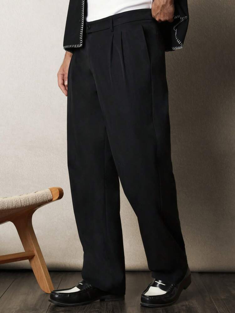 Formal Suit Pants With Pleated Front