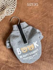 Pet Slogan Cartoon Bear Print Casual Everyday Wear Sweatshirt - Multicolor - View 16