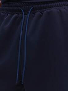 SUMWON Navy Blue Short Sleeve Crew Neck T-Shirt And Matching Shorts Two Piece Co-Ord Set With Varsity Number Print - Navy Blue - View 6