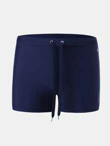 SUMWON Men Navy Blue Swim Trunks With Drawstring Waist Beach Summer Vacation Pool Swimming Shorts Quick Dry Elastic Waistband Casual Swimwear - Blue - View 1