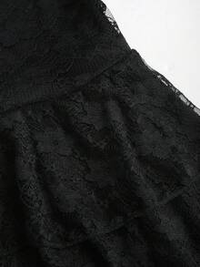 Sweetra Chân váy ren buộc eo kiểu cổ yếm gợi cảm mới - màu đen - Xem 3