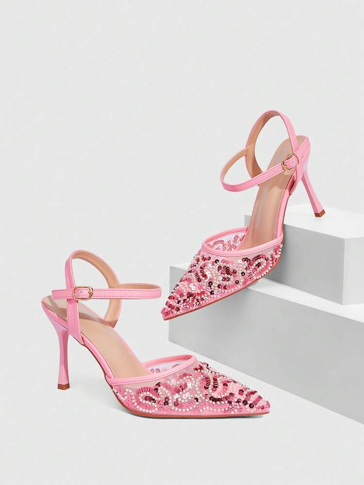 CUCCOO SZL Women's Pointed Toe Faux Pearl Decor Elegant Versatile Fashion High Heels Spring Shoes