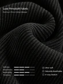 GLOWMODE 罗纹匹马棉 Ready To Flow 超柔软透气轻盈弹力按扣无衬垫短袖圆领丁字连体衣瑜伽普拉提工作室日常休闲装 - 黑色 - 查看 4