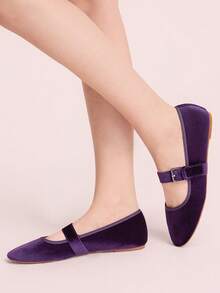 CUCCOO DOLLMOD Zapatos de mujer de terciopelo morado con punta redonda - Morado - Ver 4