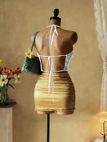Lyxana Women's Halter Neck Sequin Camisole Top - Green - View 2