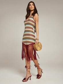 SHUZIA 女士华丽花卉装饰系带缎面高跟凉鞋 - 酒紅色 - 查看 5