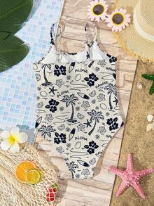 充满夏日气息的海岛、热带、海洋和帆船风情，打造海滩度假风情，这款休闲简约的连体泳衣适合青少年女孩在夏日轻松假期穿着，#椰子女孩 - 彩色 - 查看 4