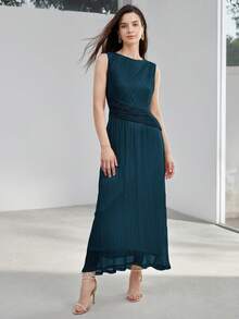 MOTF PREMIUM VESTIDO SIN MANGAS CON CORTE EN BIES TEXTURIZADO - Neblina azul - Ver 5