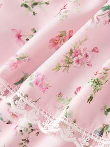 SHEIN MOD Pink Floral Floral Print Tiered Ruffle Dress With Lace Trim And Bow Accent – Coquette Vintage-Inspired Sleeveless Summer Dress For Women, Date Tea Party, Party, Picnic, Festival, Birthday Outfit Beach Dresses Wedding Guest Dress For Women Wedding Party Dress Graduation Dress Vacation Outfits Women Holiday Dresses Country Concert Outfit Bridal Shower Outfit For Bride High Tea Outfits Elegant Birthday Dresses For Ladies Special Occasion,Summer Dresses For Women - Pink - View 6