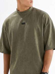SWAVVY Men's Casual Loose Fit Short Sleeve T-Shirt With Graphic Design, Versatile - Olive Green - View 2