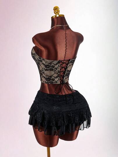 Amplova Lace Solid Color Bandeau Sexy Sleeveless Top For Summer Party Summer Holiday Outfits Beach Outfit  Party Top  Party Top For Women Casual Outfit For Women