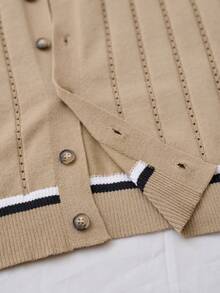 Manfinity CityGents Men's Short Sleeve Hollow-Out Knit Top - Khaki - View 7