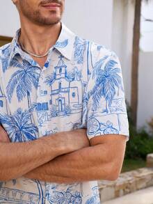 Solantero Bộ áo sơ mi và quần short in họa tiết nhiệt đới dành cho nam, trang phục thường ngày cho kỳ nghỉ. - trắng - Xem 2