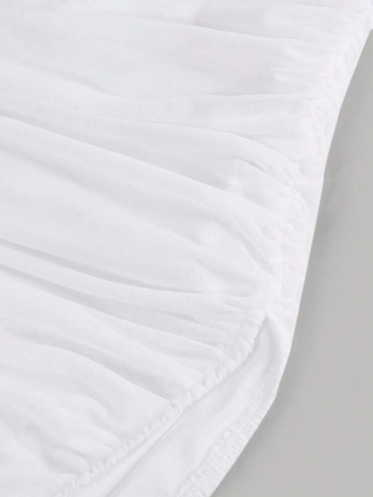 SHEIN Vestido de punto blanco largo, ajustado, con volantes en el hombro asimétrico y la cintura, elegante y casual para niña preadolescente. Adecuado para fiestas de cumpleaños, atuendos de vuelta al colegio, reuniones y uso casual. - Blanco - Añade 10