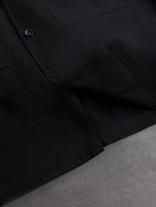 SLATEMANN Men's Casual Letter Print Cargo Shirt, Summer Streetwear Men Shirt Streetwear Button Up - Black - View 3