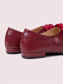 CUCCOO DOLLMOD Retro Square Toe Bow Mary Jane Shoes Women's Versatile - Red - View 10