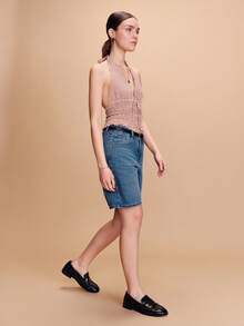 lacRébo Áo tank top kẻ caro màu đỏ tía với chi tiết buộc dây quanh cổ và eo xếp ly, kiểu dáng dễ thương cho kỳ nghỉ, trang phục mùa xuân hè kiểu Pháp, phong cách Paris, trang phục mùa hè cho nữ, trang phục retro cho phụ nữ. - Đỏ - Xem 4
