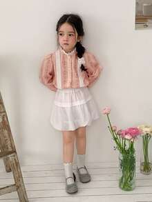 DAZY Young Girl Floral Print Stand Collar Single-Breasted Casual Versatile Daily Wear Long Sleeve Shirt - Multicolor - View 8