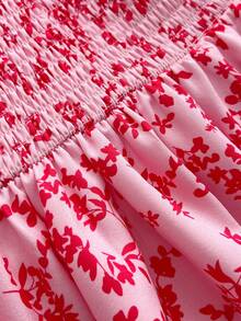 SHEIN Unity Vestido curto feminino de verão com estampa floral miúda, modelo tomara que caia, justo ao corpo, romântico e perfeito para férias. - Multicolorido - Ver 5