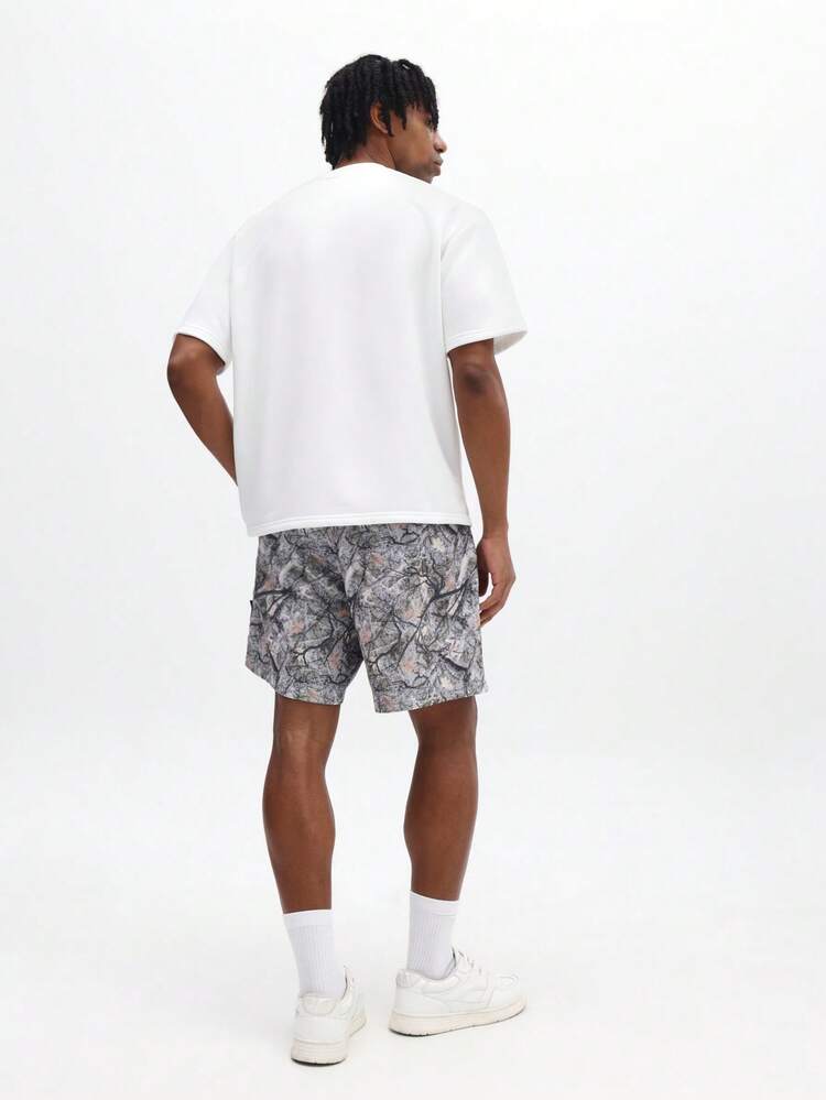 Oversized White T-Shirt Abstract Print Shorts Two Piece Summer Casual Coord Set