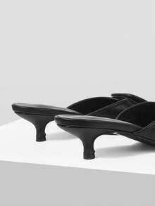 Square Toe High Heel Sandals Women Wear Thin Heel V-Cut Fashion Internet Celebrity Open Toe Slippers Summer - Black - View 5