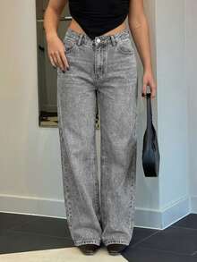 Bethéva Nước Denim mùa giặt Quần denim Với Nghiêng Túi - Xám - Xem 3