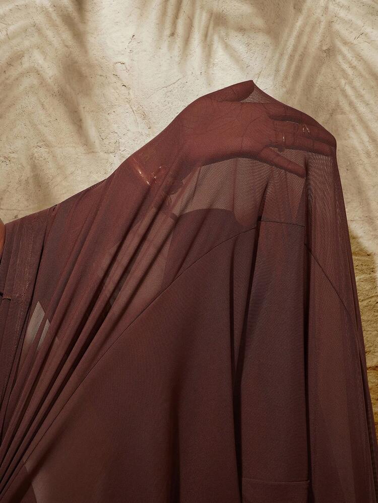 Vestido largo asimétrico y drapeado de moda casual y elegante para mujer de talla grande, para primavera/verano. Vestido de noche formal y elegante hasta el suelo, tipo diosa, para ocasiones especiales como bodas y eventos - Marrón - Añade 5