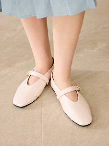 MOTF PREMIUM Giày bệt Mary Jane mũi vuông thoải mái, đa năng dành cho nữ, thích hợp đi làm hàng ngày, dịp lễ năm mới, mùa xuân, lễ Phục sinh và Giáng sinh. - Màu Hồng baby - Xem 5