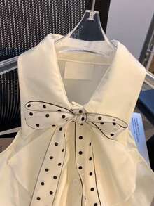 Franclia 女士优雅荷叶边波点系带衬衫 - 白色 - 查看 4