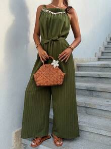 DAZY Women's Sleeveless Jumpsuit For Vacation & Travel - Green - View 6