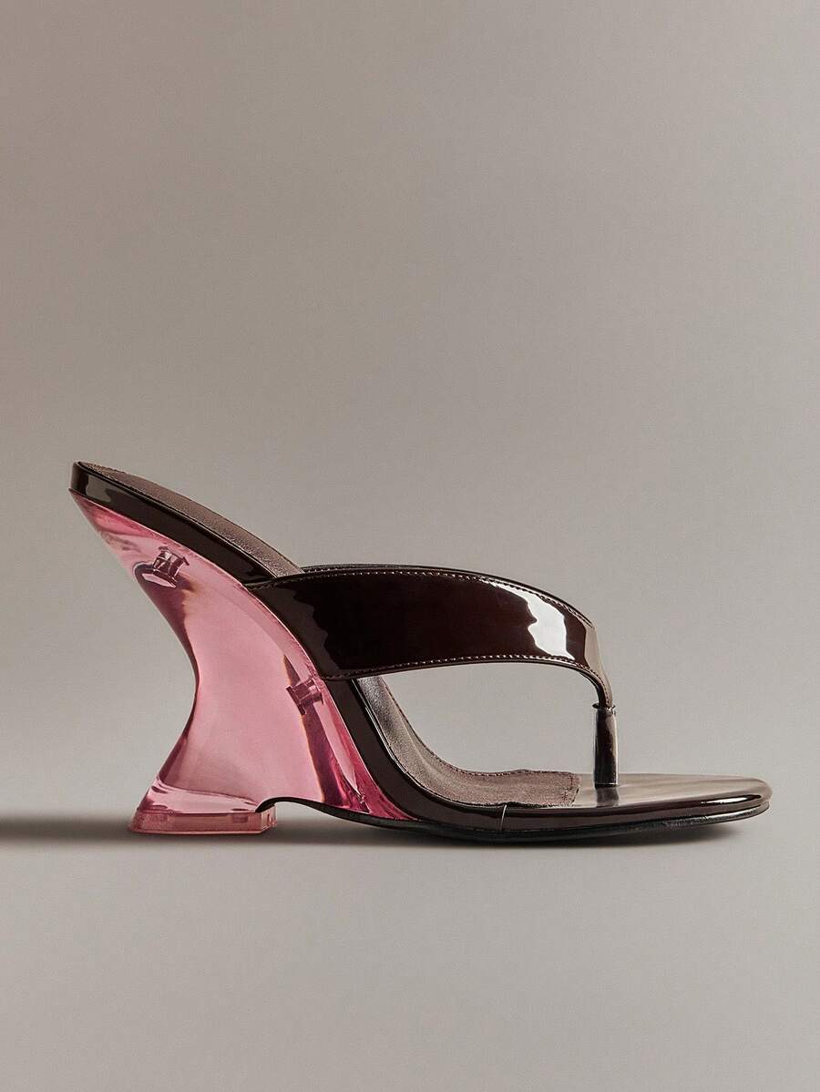 Hauture 女士时尚休闲套脚人字拖坡跟凉鞋 - 巧克力棕 - 查看 1