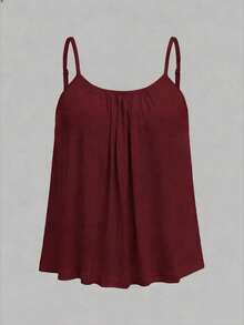 SHEIN EZwear 3件套加大码女式褶皱宽松吊带背心，可调节肩带，适合春夏穿着 - 彩色 - 查看 5