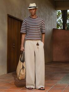 AKNOTIC Business Casual 男士新款休闲裤，街头风，宽松版型，适合通勤、聚会、约会、送礼等场合 - 杏色 - 查看 7