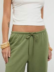 COUREZ Low Rise Super Wide Leg Joggers /Y2K Spring Clothes For Women Green Sweatpants Casual Outfits Spring Break Outfits Going Out Outfits Summer Outfits - Green - View 6