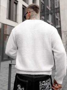 Artur Kramer ANDREILEE 韩版秋冬毛绒圆领毛衣，男女皆宜的返校穿搭，宽松针织套头衫，时尚 - 白色 - 查看 1