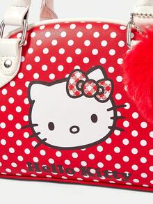 HELLO KITTY AND FRIENDS | SHEIN 1件女士时尚甜美可爱百搭街头学院风Y2K复古红白波点印花手提包，波士顿包，适合日常购物、情人节、圣诞节、新年等场合 - 紅色 - 查看 5