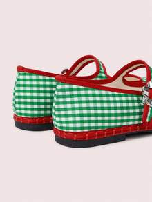 CUCCOO DOLLMOD 女士经典绿色格纹撞色条纹单条纹平底鞋 - 小格子綠色 - 查看 10