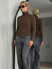 Bethéva 新款秋冬简约优雅百搭加厚高领套头毛衣（女款） - 咖啡棕 - 查看 5
