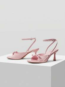 MOTF PREMIUM ELEGANT BOW-TIED WOMEN'S HIGH HEEL SANDALS, DELICATE BOW DESIGN, COMFORTABLE WIDE TOE BOX, SLIM HEEL MID HEEL, COMFORTABLE FOR DATING, ANGORA RED SPRING SHOES - Dusty Pink - View 10
