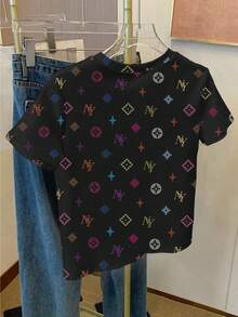 Resyla Women's Letter Print Round Neck Short Sleeve Casual Versatile T-Shirt - Multicolor - View 2